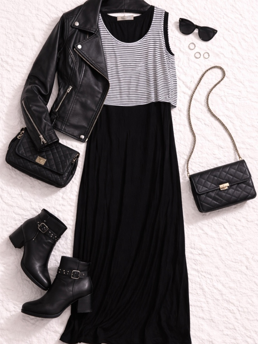 Striped Black and White Maxi Dress